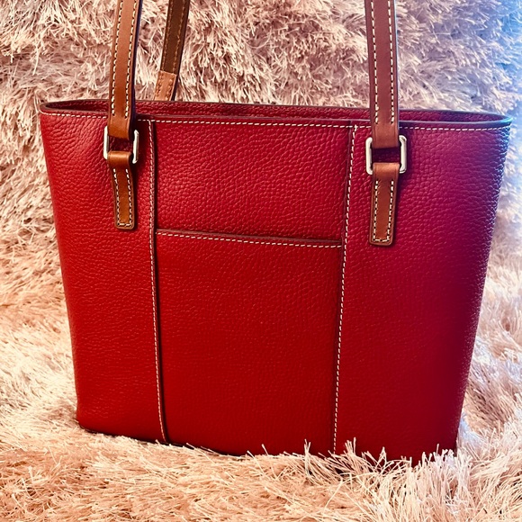 Dooney & Bourke Red and Brown Pebbled Leather Tote - Picture 2 of 11